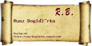 Rusz Boglárka névjegykártya