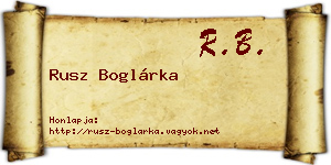Rusz Boglárka névjegykártya